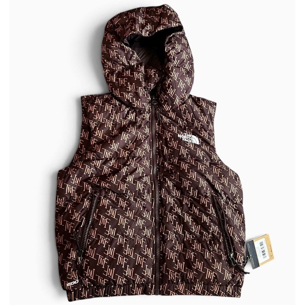 The North Face Hydrenalite Down Hooded Vest Womens XS Monogram Brown NWT
